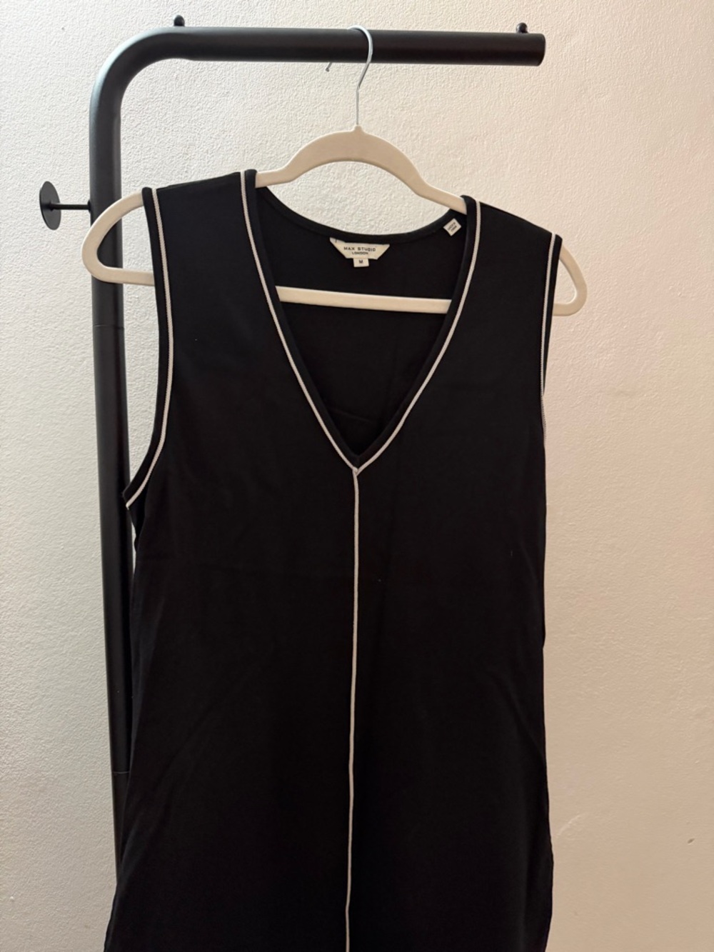 Max Studio Black Maxi Dress with White Piping